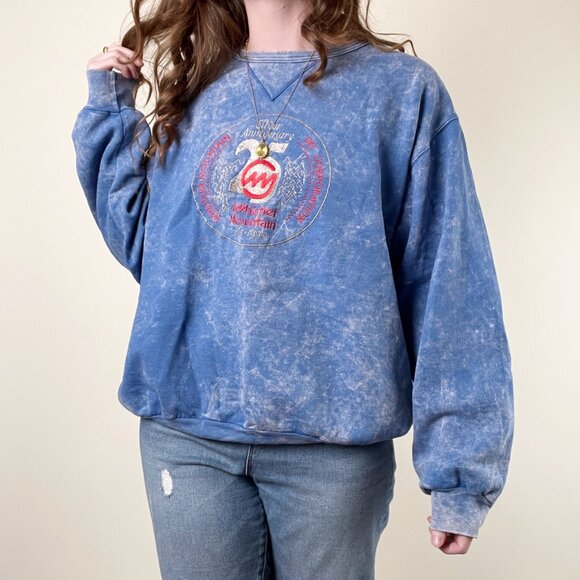 Vintage Ski Sweatshirt Whistler Mountain Graphic Embroidered Oversized Sweater - Picture 8 of 8